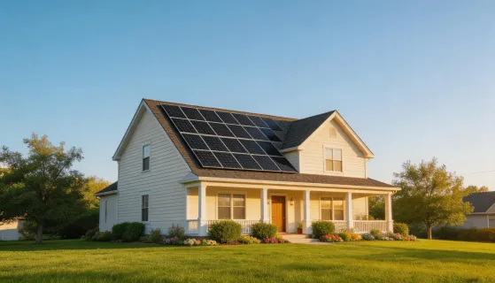 Single family home with solar panels