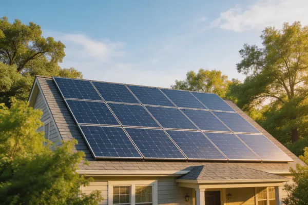 Solar panels on a beautiful home